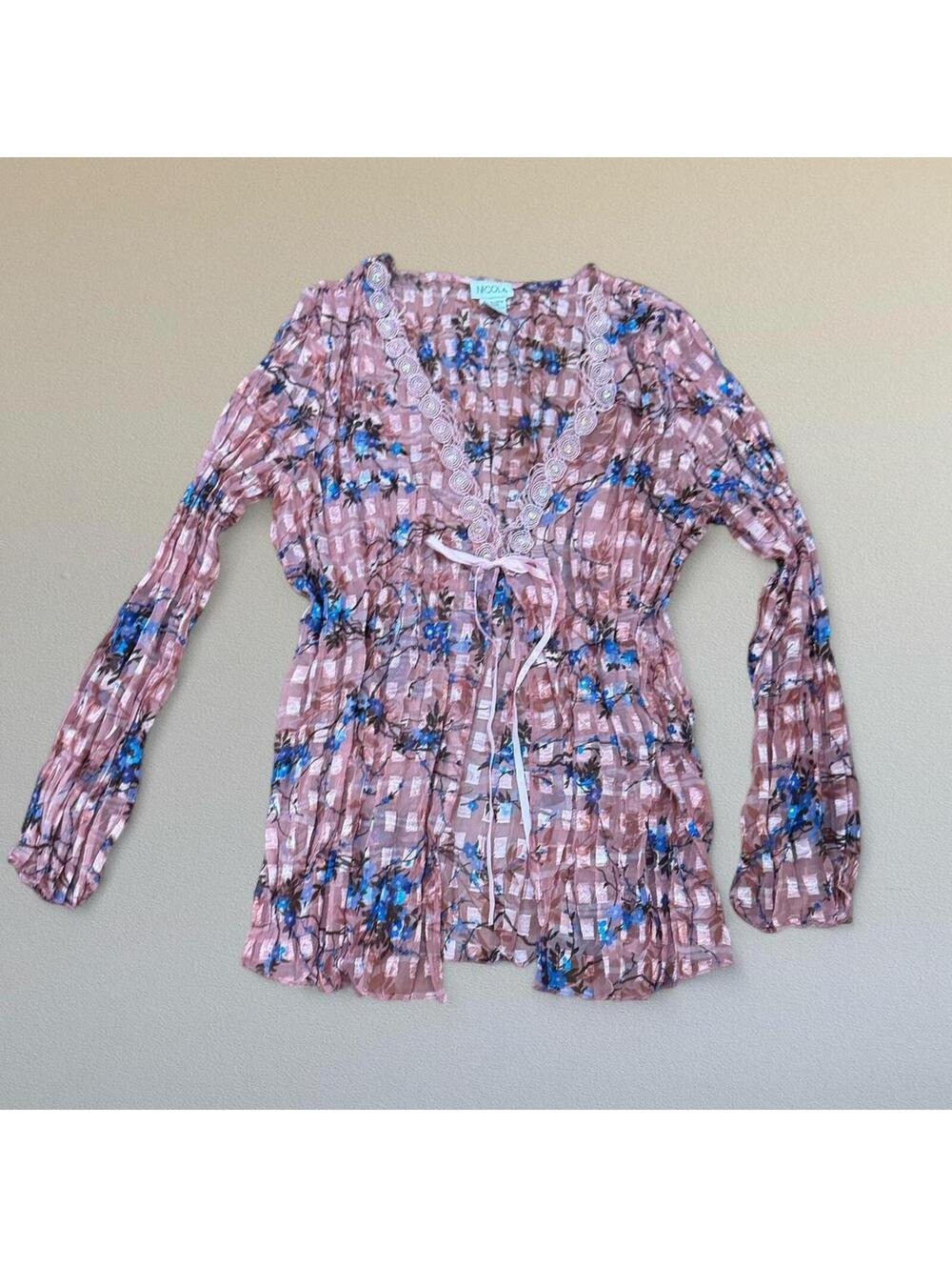 SOLD Sheer floral open blouse Sz. L - Picture 2 of 4